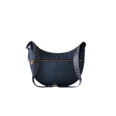 BORBONESE LUNA BAG MIDDLE A TRACOLLA IN NYLON OP BLU DENIM