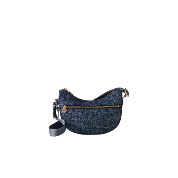 BORBONESE LUNA BAG MINI A TRACOLLA IN NYLON OP BLU DENIM