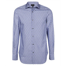 Emporio Armani Camicia REGULAR FIT Azzurra con ricamo micro aquile All Over