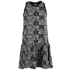 Moschino Abito nero con logo lettering All Over