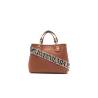 Emporio Armani Borsa a mano MyEA Bag Small Cuoio stampa cervo con tracolla in nastro con logo lettering All Over regolabile, estraibile