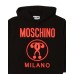 Moschino Felpa nera con cappuccio e logo lettering arancione fluo