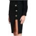 SIMONA CORSELLINI GONNA NERA MIDI IN MISTO VISCOSA STRETH CON FIBBIE