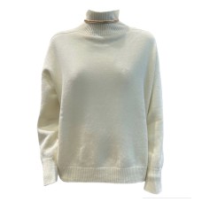 SIMONA CORSELLINI DOLCEVITA WHITE CLOUD IN LANA CASHMERE CON ACCESSORIO DORATO 