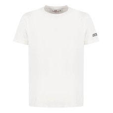 GCDS ESSENTIALS T-SHIRT A MANICA CORTA IN COTONE WHITE UNISEX CON LOGO LETTERING SULLA MANICA 