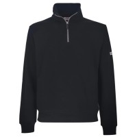 GCDS ESSENTIALS FELPA MEZZA ZIP UNISEX IN COTONE BLACK 