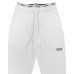 GCDS ESSENTIALS PANTALONE JOGGERS IN COTONE WHITE CON ELASTICO IN VITA WHITE E LOGO LETTERING BLACK