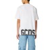 GCDS T-SHIRT BIANCA UNISEX CON LOGO LETTERING NELLA PARTE ANTERIORE E POSTERIORE 