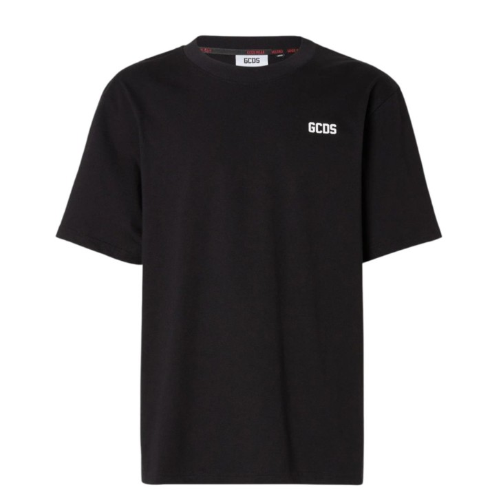 GCDS T-SHIRT A GIROCOLLO BLACK UNISEX IN COTONE CON STAMPA TRANSFER 