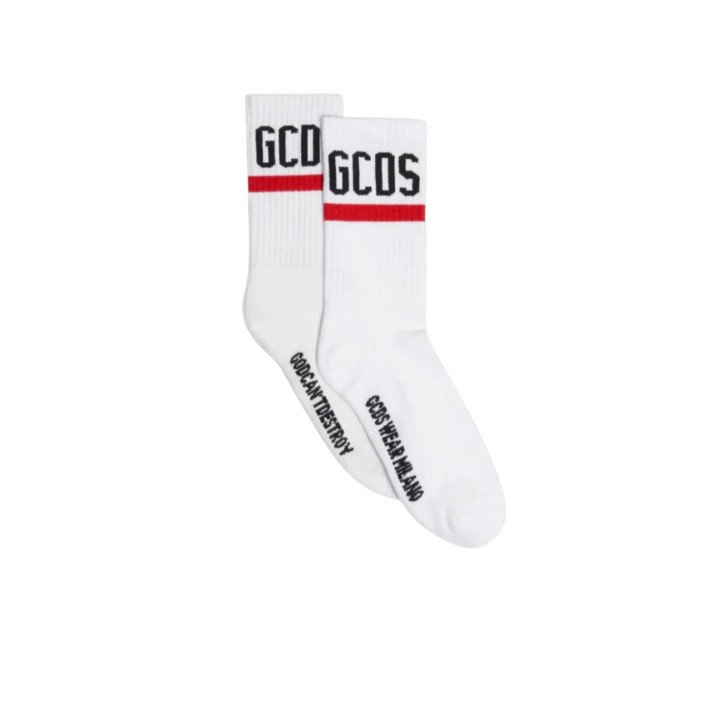 GCDS CALZINI UNISEX BIANCHI IN MISTO COTONE CON LOGO GCDS 