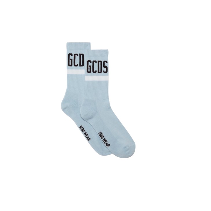 GCDS CALZINI UNISEX AZZURRI IN MISTO COTONE CON LOGO GCDS	