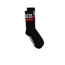 GCDS CALZINI UNISEX NERI IN MISTO COTONE CON LOGO GCDS 