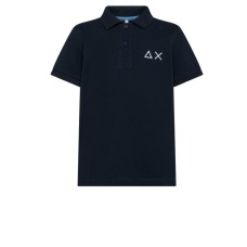 SUN68 BOYS POLO BLU DA RAGAZZO CON LOGO BIANCO 