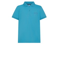 SUN68 BOYS POLO AZZURRA DA RAGAZZO CON LOGO AZZURRO  