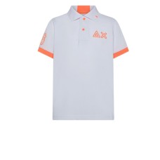 SUN68 BOYS POLO BIANCA CON LOGO FLUO 