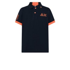 SUN68 BOYS POLO BLU CON LOGO FLUO 
