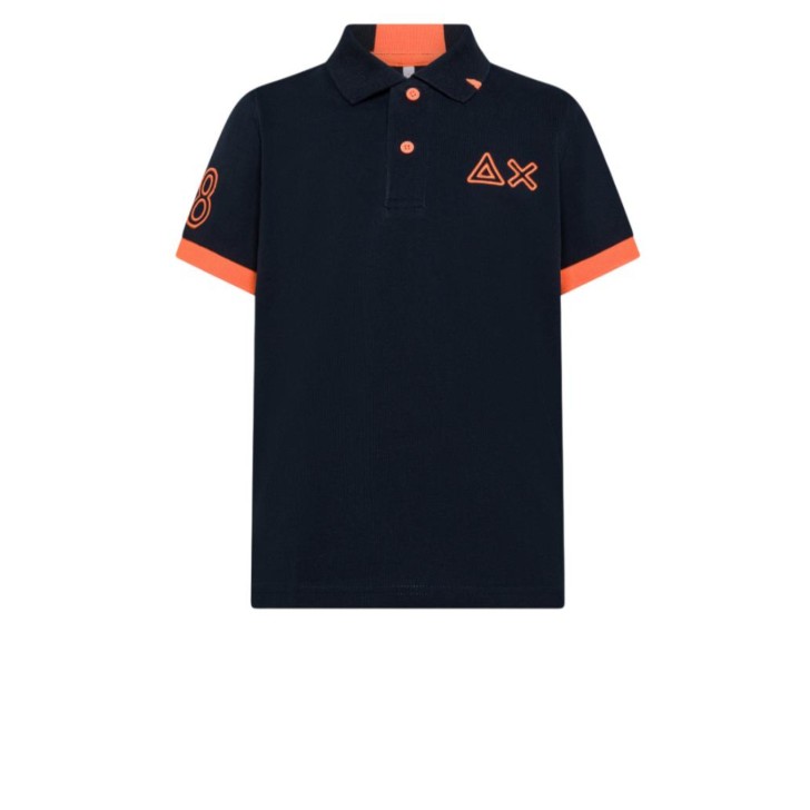 SUN68 BOYS POLO BLU CON LOGO FLUO 