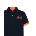 SUN68 BOYS POLO BLU CON LOGO FLUO 