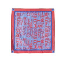 Versace Jeans Couture Foulard Blu/Rosso in seta con stampa logo all over