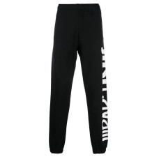 Just Cavalli Pantalone jogger nero in cotone con maxi logo stampato