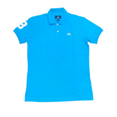 La Martina  Polo azzurra da uomo Logo ricamato a contrasto