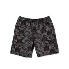 Moschino Boxer da mare nero con logo lettering All Over
