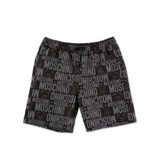 Moschino Boxer da mare nero con logo lettering All Over