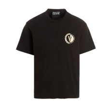 Versace Jeans Couture T-shirt Nera da Uomo con logo lettering 