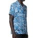 Emporio Armani Camicia REGULAR FIT a manica corta blu con stampa All Over e logo Aquila ricamato