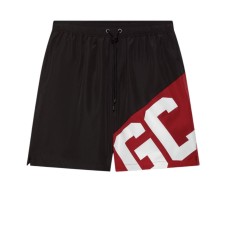 GCDS ESSENTIALS BOXER DA MARE BLACK CON BANDA LOGO 