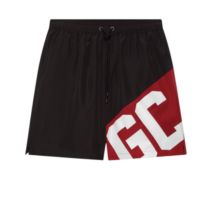 GCDS ESSENTIALS BOXER DA MARE BLACK CON BANDA LOGO 
