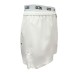 GCDS ESSENTIALS BOXER DA MARE WHITE CON ELASTICO WHITE IN VITA CON LOGO LETTERING BLACK 
