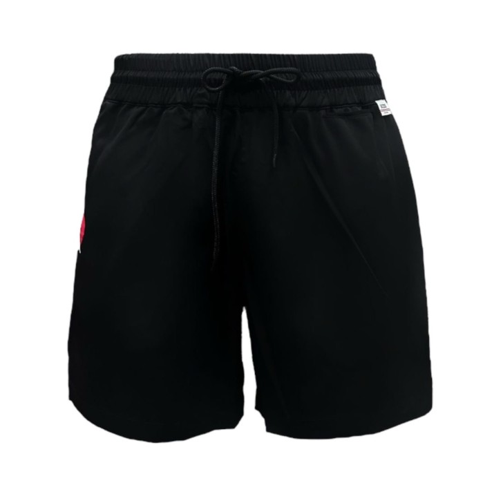 GCDS ESSENTIALS BOXER DA MARE BLACK CON LOGO GCDS LOUNGE NELLA PARTE POSTERIORE 