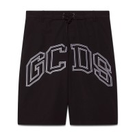 GCDS ESSENTIALS BOXER DA MARE BLACK CON LOGO GCDS LOUNGE 