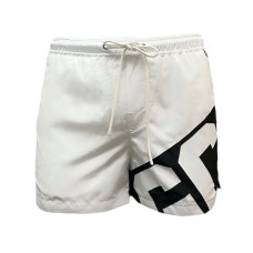 GCDS ESSENTIALS BOXER DA MARE WHITE CORTO CON BANDA LOGO 