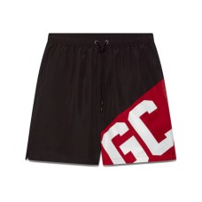 GCDS ESSENTIALS BOXER DA MARE BLACK CORTO CON BANDA LOGO 