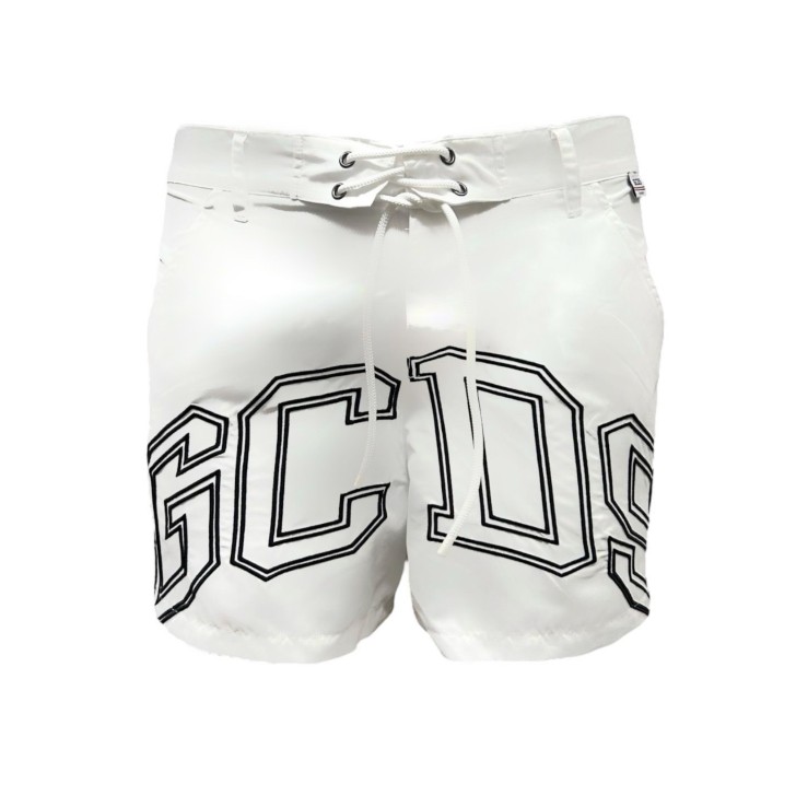 GCDS ESSENTIALS BOXER DA MARE WHITE CON LOGO GCDS LOUNGE 