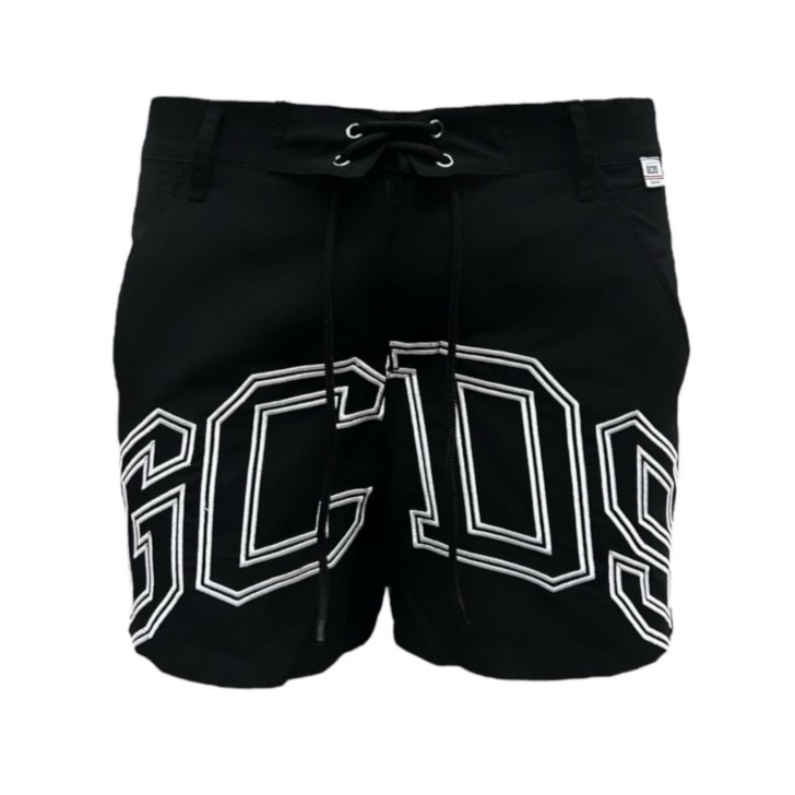 GCDS ESSENTIALS BOXER DA MARE BLACK CON LOGO GCDS LOUNGE