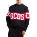 GCDS FELPA A GIROCOLLO BLACK UNISEX REGULAR CON BANDA LOGO SERIGRAFATA A CONTRASTO 