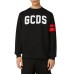 GCDS FELPA GIROCOLLO IN JERSEY DI COTONE BLACK UNISEX CON PATCH LOGO LETTERING WHITE GCDS