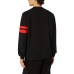 GCDS FELPA GIROCOLLO IN JERSEY DI COTONE BLACK UNISEX CON PATCH LOGO LETTERING WHITE GCDS