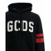 GCDS FELPA CON CAPPUCCIO IN JERSEY DI COTONE BLACK UNISEX CON PATCH LOGO LETTERING WHITE GCDS