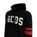 GCDS FELPA CON CAPPUCCIO IN JERSEY DI COTONE BLACK UNISEX CON PATCH LOGO LETTERING WHITE GCDS