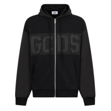 GCDS FELPA UNISEX BLACK CON ZIP BAND LOGO NELLA PARTE ANTERIORE TONO SU TONO 
