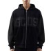 GCDS FELPA UNISEX BLACK CON ZIP BAND LOGO NELLA PARTE ANTERIORE TONO SU TONO 