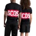 GCDS T-SHIRT UNISEX BLACK A MANICA CORTA REGULAR CON BANDA LOGO SERIFRATATO A CONTRASTO
