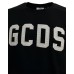 GCDS T-SHIRT IN COTONE A MANICA CORTA BLACK UNISEX CON PATCH LOGO LETTERING GCDS WHITE