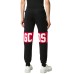 GCDS PANTALONE JOGGER REGULAR IN COTONE BLACK UNISEX CON BANDA LOGO SERIGRAFATA A CONTRASTO