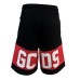 GCDS BERMUDA REGULAR IN COTONE BLACK UNISEX CON BANDA LOGO SERIGRAFATA A CONTRASTO