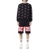 GCDS BERMUDA REGULAR IN COTONE BLACK UNISEX CON BANDA LOGO SERIGRAFATA A CONTRASTO